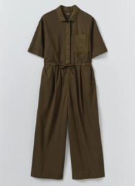 Toast Indigo Wide Leg Cotton Poplin Jumpsuit Bronze Green