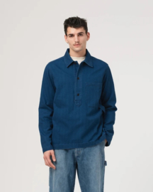 Eat Dust Fisherman Shirt Herringbone Denim Blue