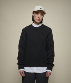 Merz b. Schwanen CREWKNIT01CTM.99 Chunky Cropped Merino Wool Sweater Deep Black