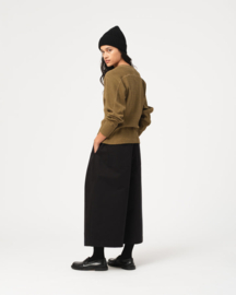 Girls of Dust Button Down Top Military Rib Jersey Olive
