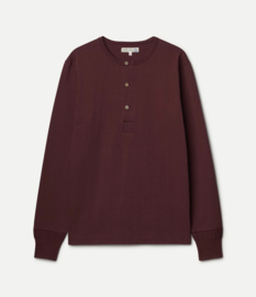 Merz b. Schwanen 2M06.506 Mid-Century Long Sleeve Henley Burgundy G