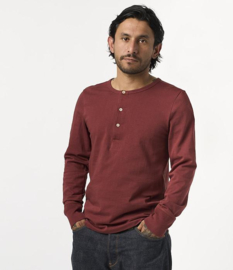 Merz b. Schwanen Long Sleeve Henley BarnRed 8,6 oz