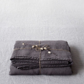 Dark Grey Stone Washed Linen Laken