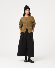 Girls of Dust Button Down Top Military Rib Jersey Olive