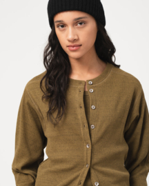 Girls of Dust Button Down Top Military Rib Jersey Olive