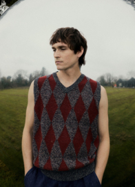 Toast Totem Wool Cotton Knitted Tank Navy / Red