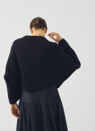 Toast Ribbed Wool Rounded Cardigan Dark Navy