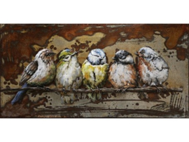 Vogels, schilderij van metaal