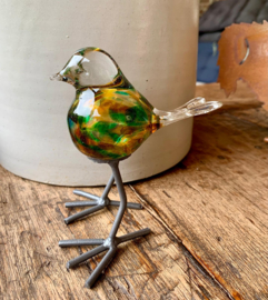 Vogel op steen (Geheel van glas!)