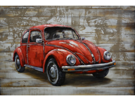VW kever, schilderij van metaal
