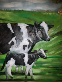 Koeien, schilderij van metaal