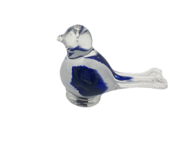 vogel op staaf, wit/blauw, glas