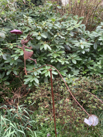 Balans meisje met roze paraplu, metaal