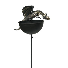 Vogelbad op tuinsteker met draak