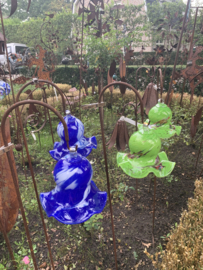 Klok glas op staaf,  groen/multi