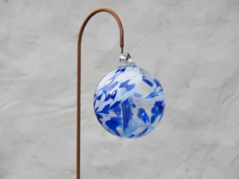Tuinsteker bol van glas, blauw/wit