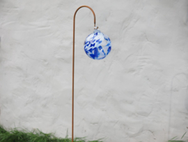 Tuinsteker bol van glas, blauw/wit