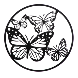 Wanddeco metaal – Vlinders Ø 60 cm