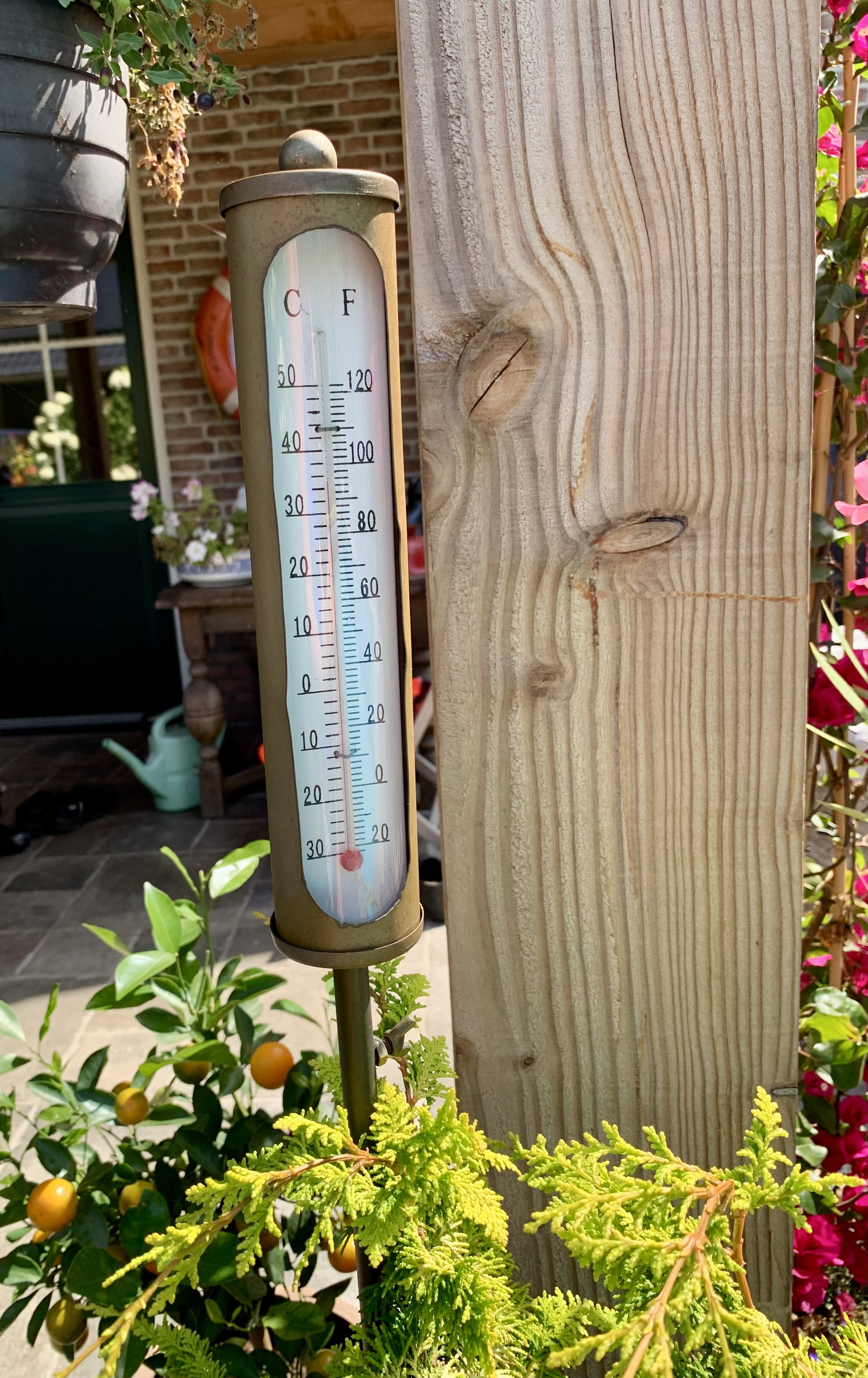 Thermometer  op steker koperlook