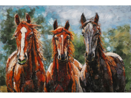 Paarden, schilderij van metaal