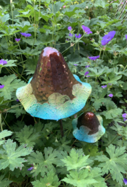 Tuinsteker paddenstoel bruin/turquoise