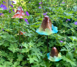Tuinsteker paddenstoel bruin/turquoise