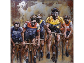 Wielrennen (gele trui!), schilderij van metaal