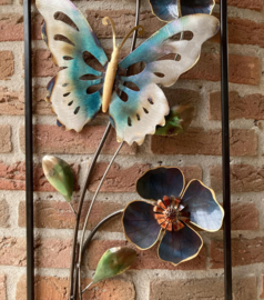 Wanddecoratie vlinder met bloem