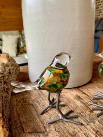 Vogel op steen (Geheel van glas!)