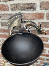 Vogelbad op tuinsteker met draak