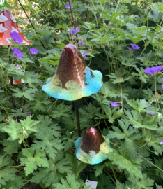 Tuinsteker paddenstoel bruin/turquoise