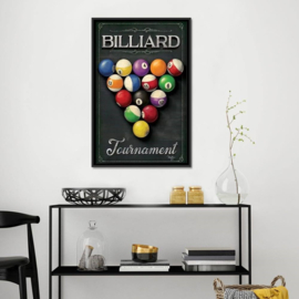 Biljart, schilderij van metaal
