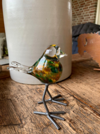 Vogel op steen (Geheel van glas!)