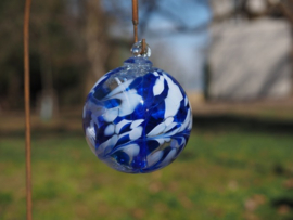 Tuinsteker bol van glas, blauw/wit