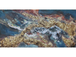 Abstract blauw/goud canvas