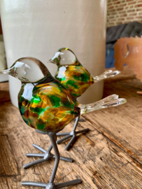 Vogel op steen (Geheel van glas!)