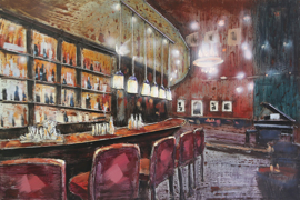 Bistro , schilderij van metaal