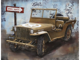 Jeep, schilderij van metaal
