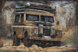 Landrover Defender, schilderij van metaal