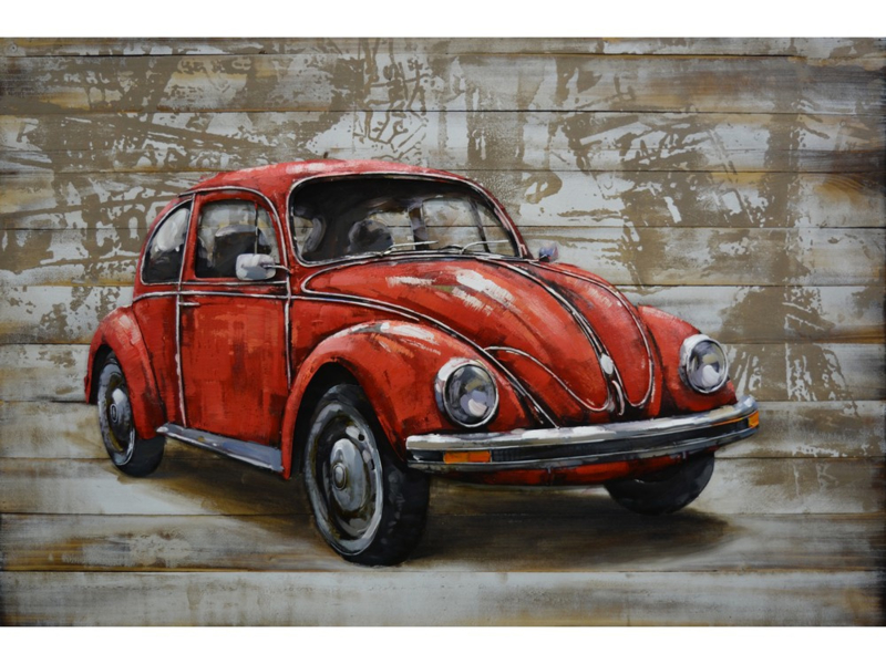Afzonderlijk residentie schokkend VW kever, schilderij van metaal | (wand) Decoratie & beelden van metaal |  Steeg80