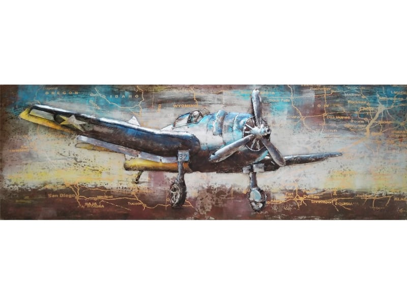 Glad Goneryl stilte Vliegtuig, schilderij van metaal | (wand) Decoratie & beelden van metaal |  Steeg80
