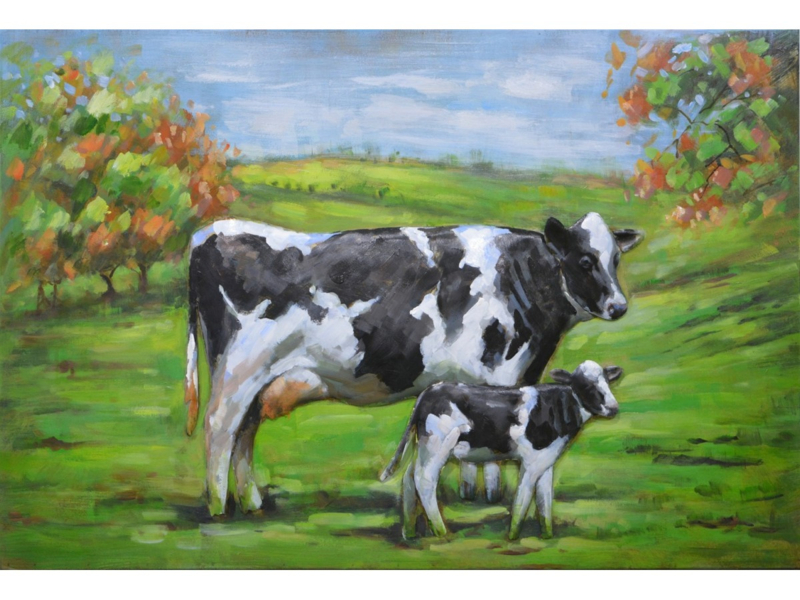 Koeien, schilderij van metaal
