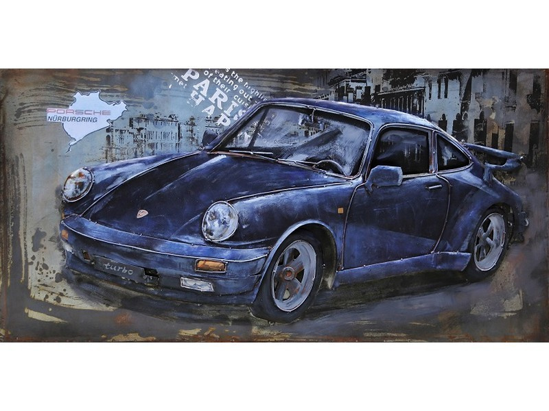 Porsche...., schilderij van metaal
