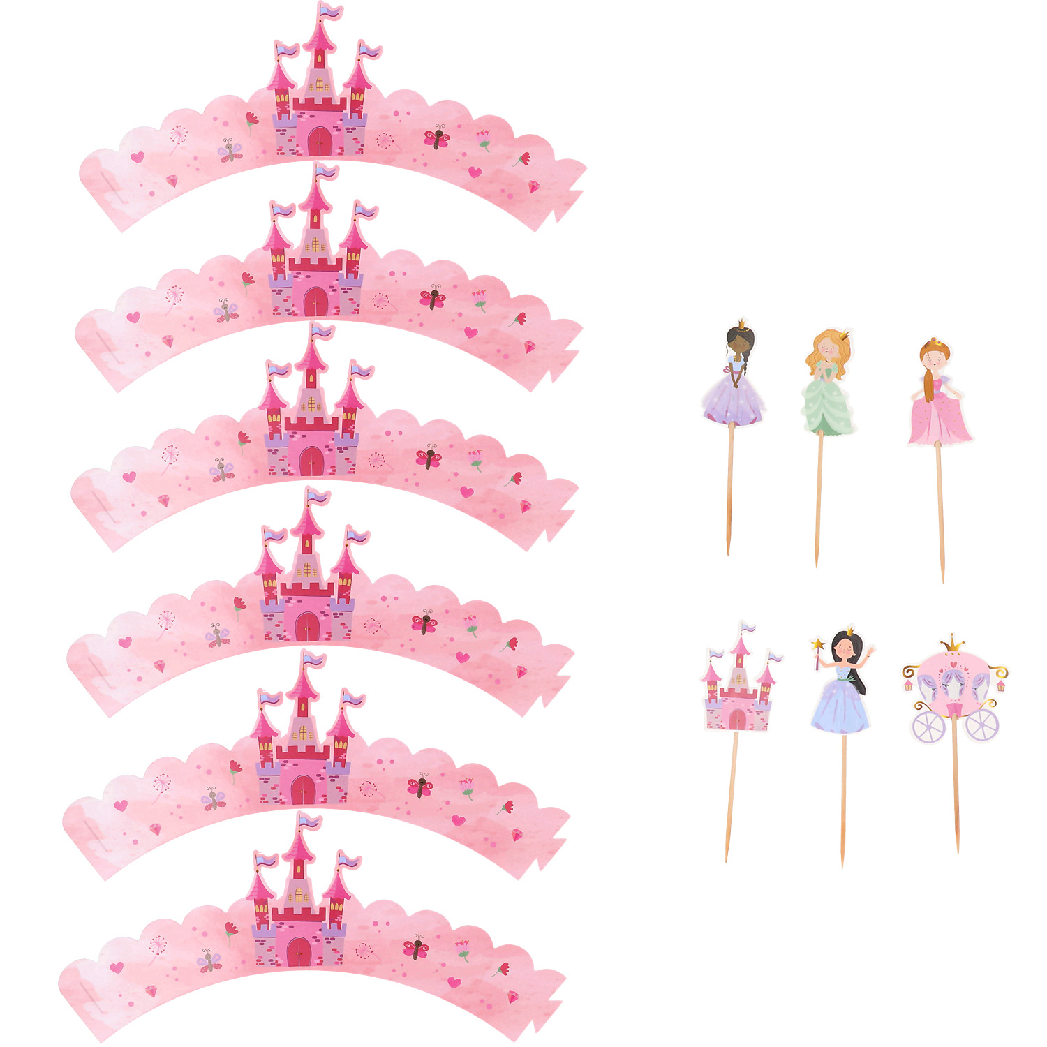 Decoratieset voor 6 prinsessen cupcake traktaties