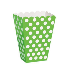 Popcorn uitdeeldoosjes groen met stippen - 8 stuks