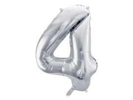 XL Cijfer ballon zilver - 4