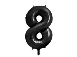 Cijfer ballon 8 zwart - 86cm