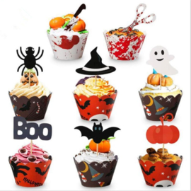 Halloween Cupcake wikkel met topper