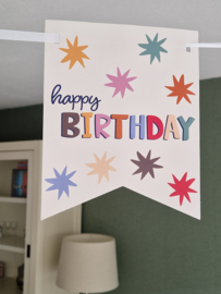 Vlaggenlijn Happy Birthday Star Burst 6m