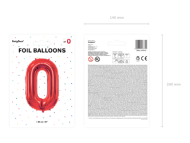 Cijfer ballon 0  rood - 86cm
